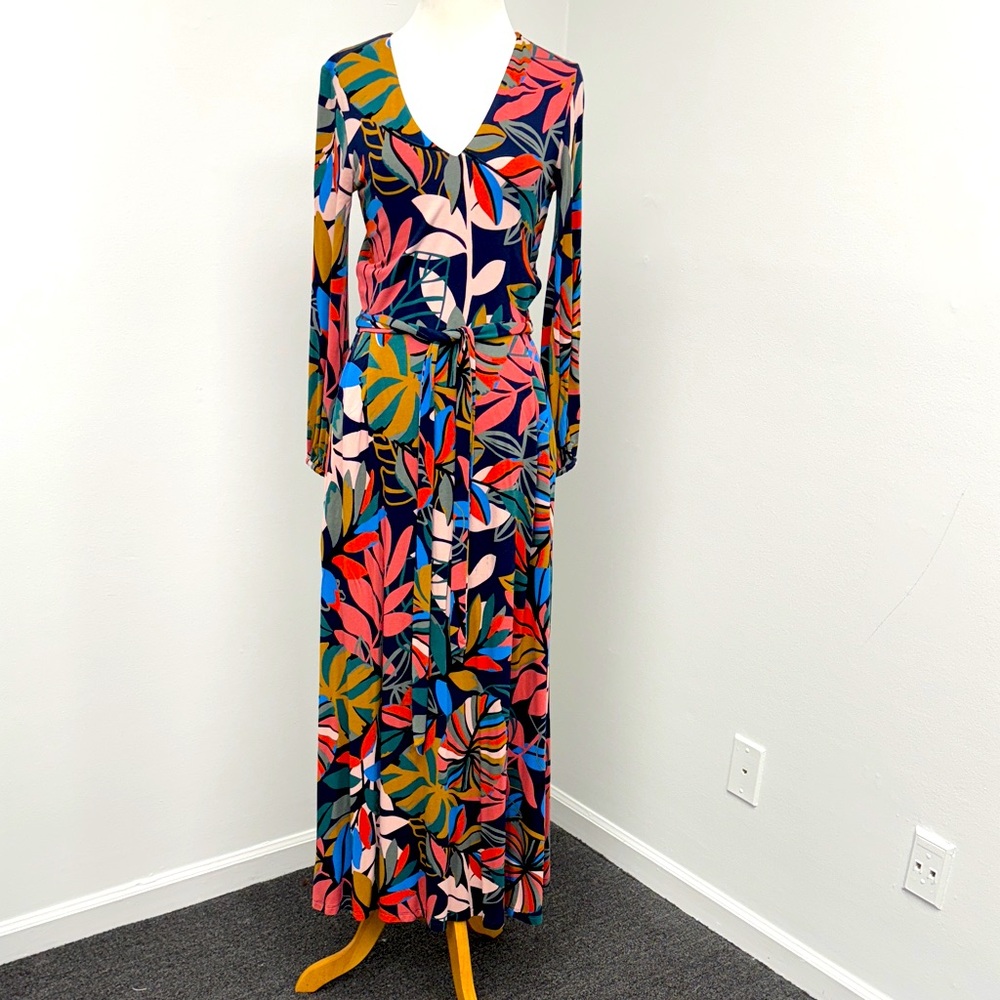 Boden Multicolor Leaf Print Long Sleeve Dress sz4